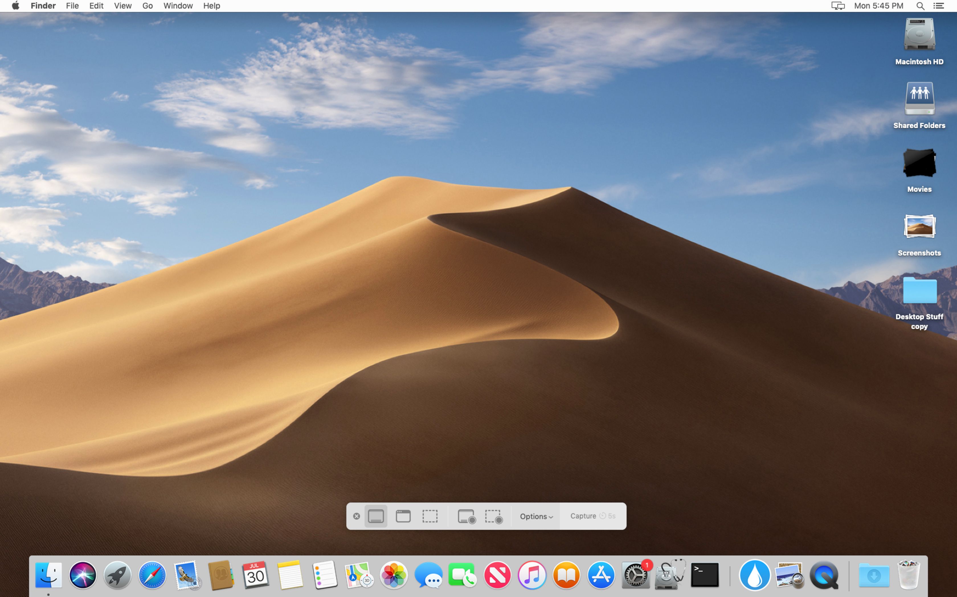 macOS Screenshot-App Steuerungsleiste