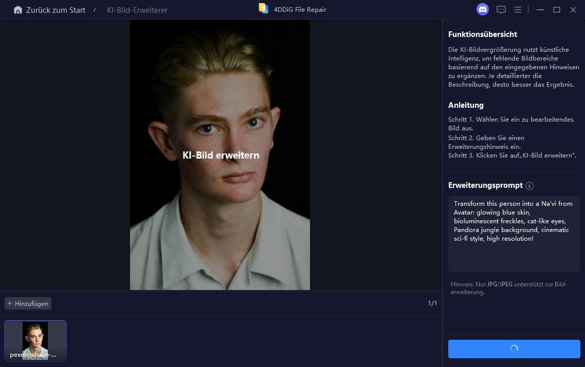Eingabeaufforderungen eingeben um Avatar-Filter hinzuzufügen