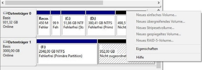 Partitionieren und Formatieren der Festplatte