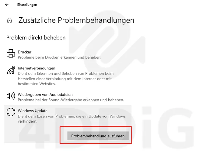 Problembehandlung ausführen