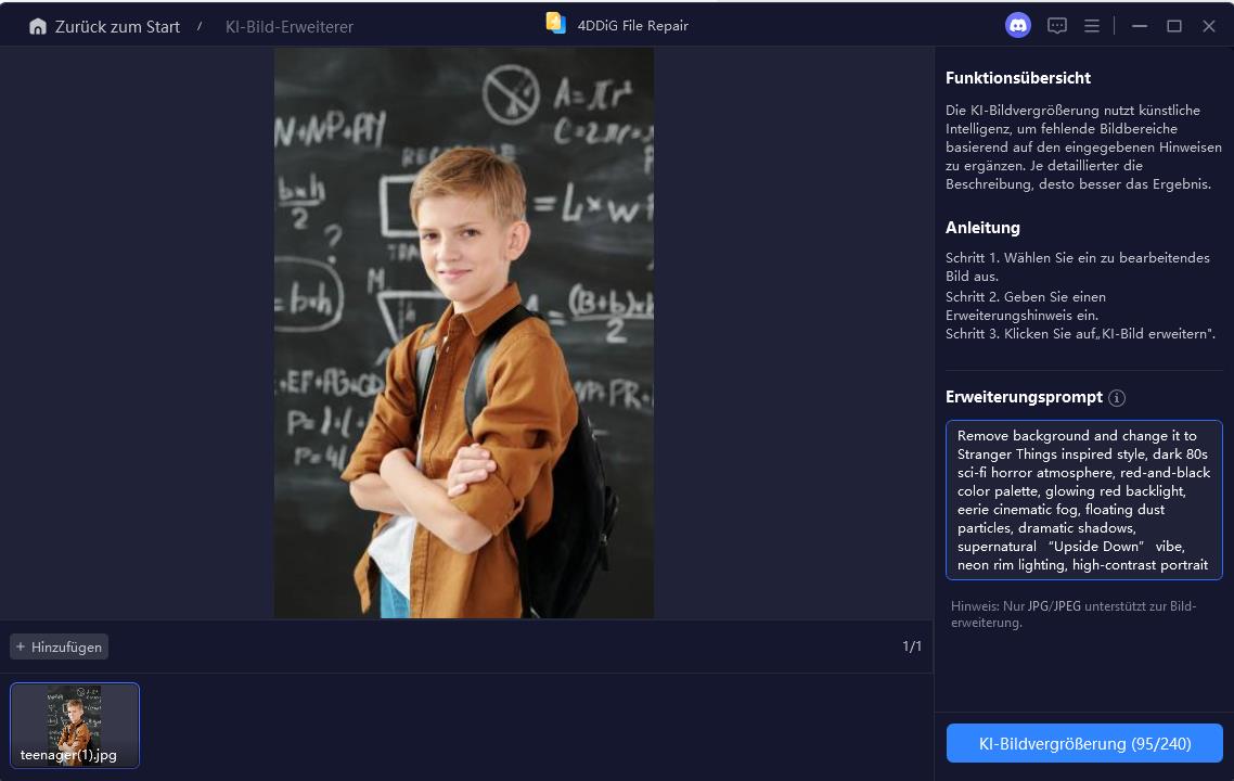 Prompts eingeben, um den Stranger Things Upside Down Filter hinzuzufügen