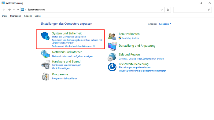 Sichern und Wiederherstellen (Windows 7)