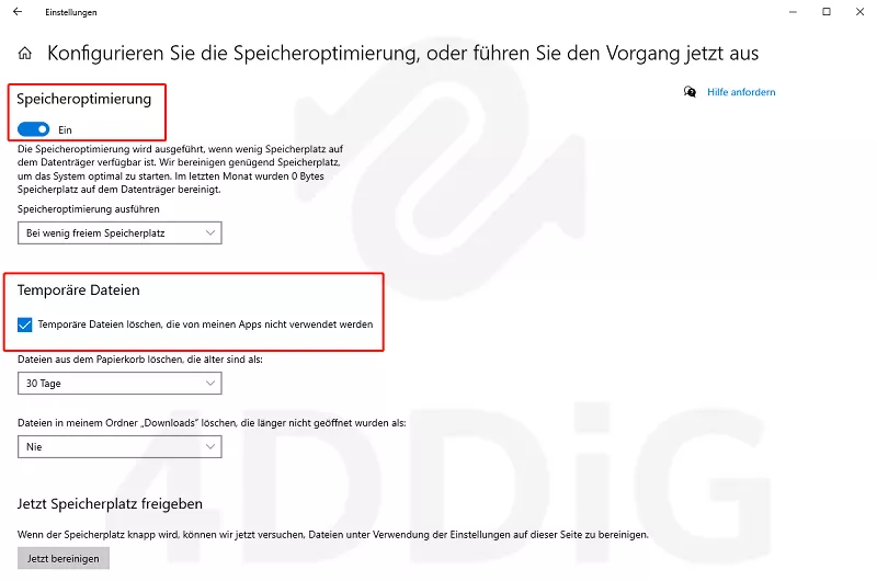 Temporäre Dateien löschen