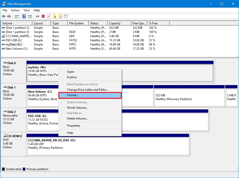 USB-Stick über die Windows-Datenträgerverwaltung formatieren