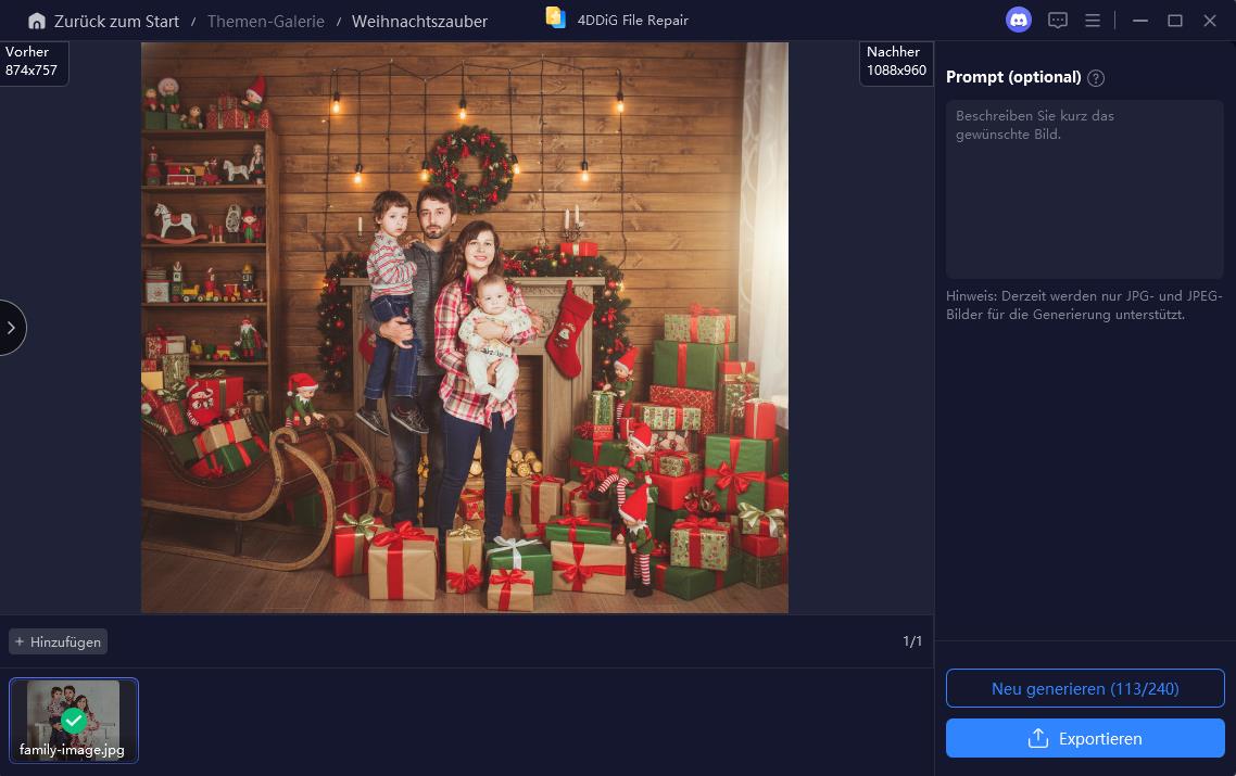 Generiertes Weihnachtsfamilienfoto