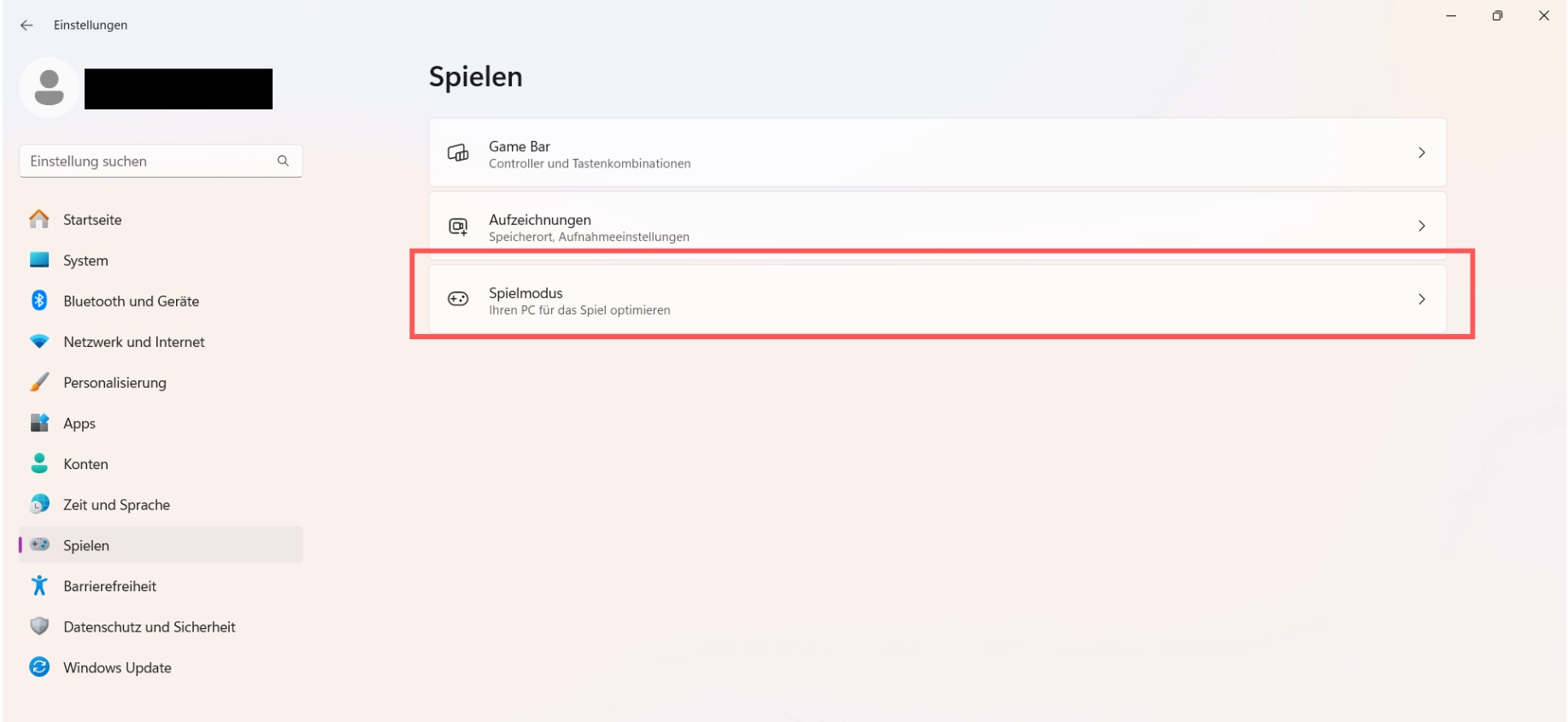 activar el modo de juego