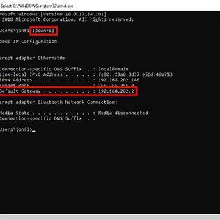 Windows CMD ipconfig Befehl Router IP herausfinden
