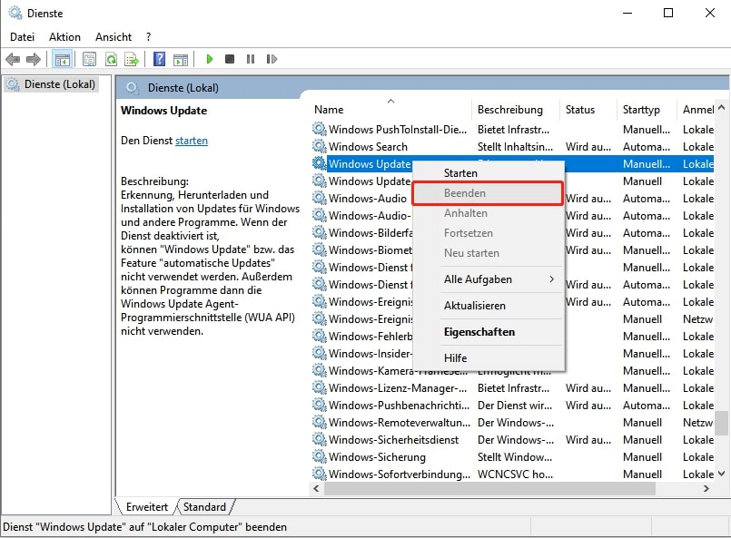 Windows Update stoppen