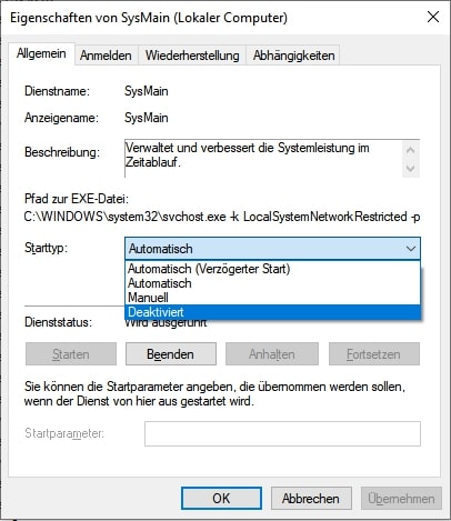 SysMain deaktivieren