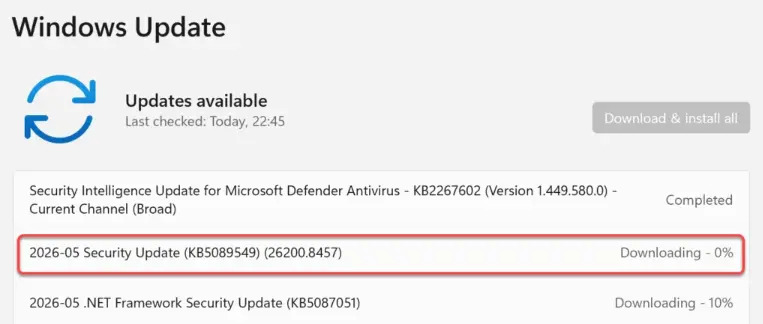 die Schaltfläche „Nach Updates suchen“