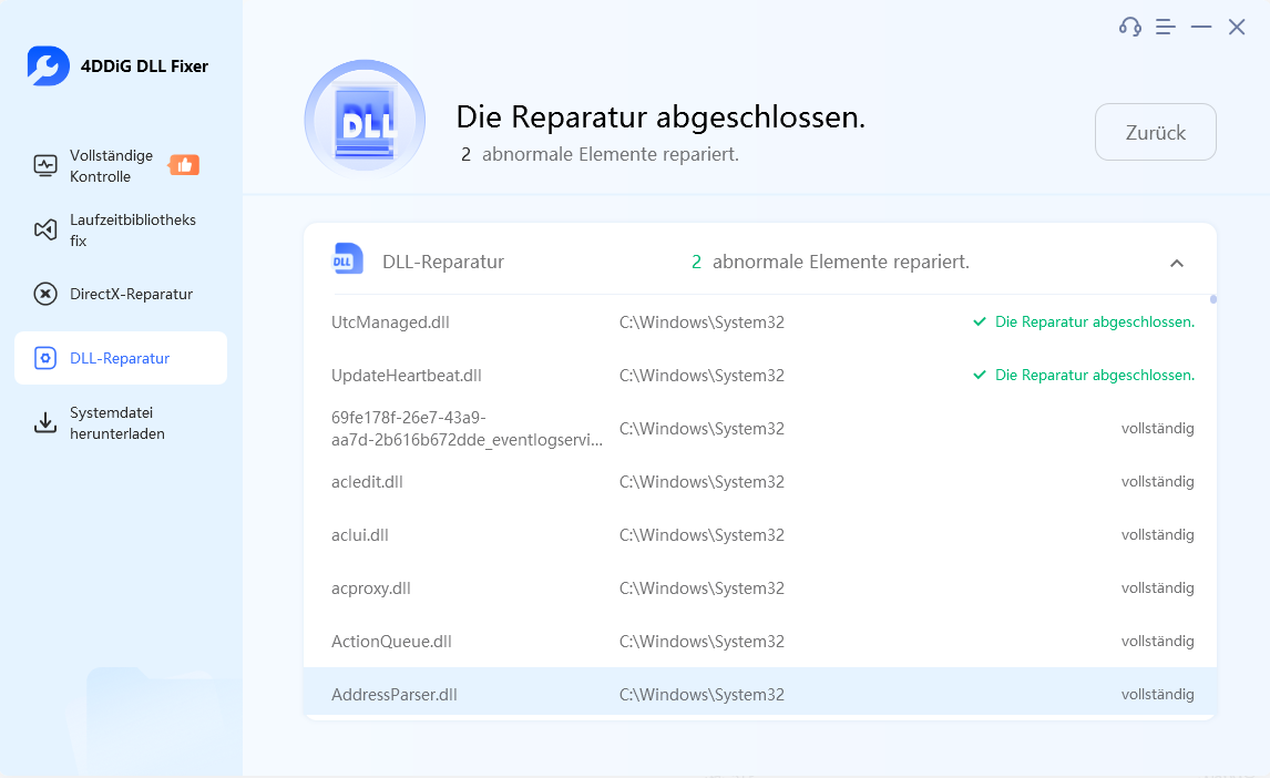 Fehler in der mfc140u dll mit 4ddig dll fixer beheben - Schritt 3