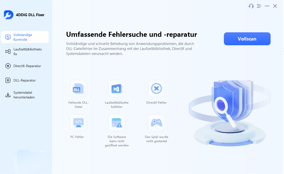 Fehler in der mfc140u dll mit 4ddig dll fixer beheben - Schritt 1