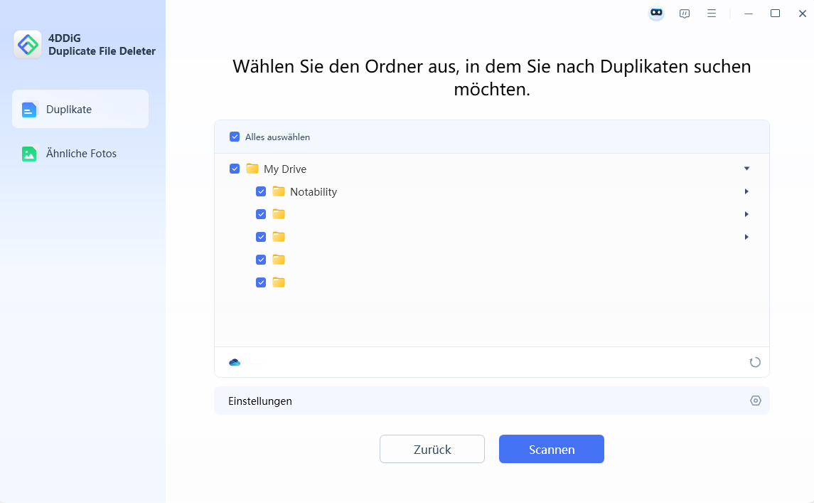 Spezifischen OneDrive-Ordner auswählen, um Duplikate zu scannen