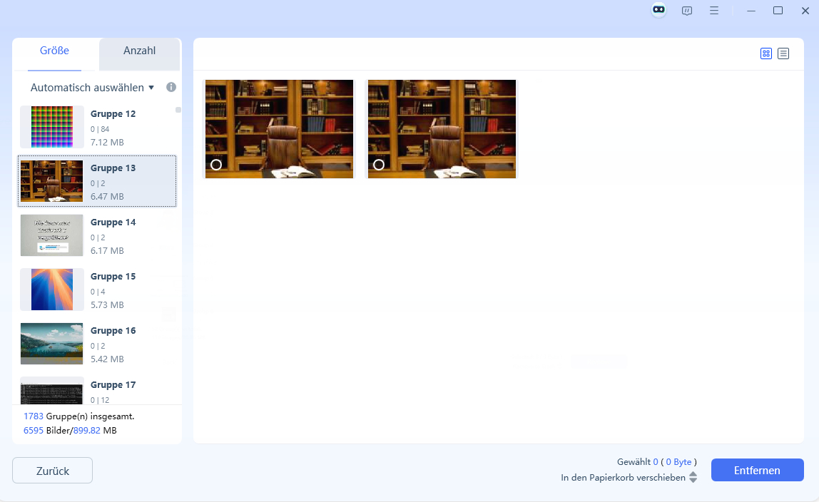 Vorschau zum Entfernen doppelter Word-Dateien