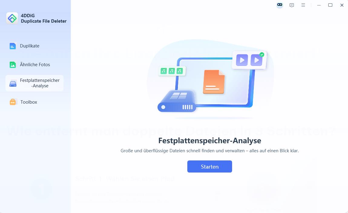 Speicherplatz-Analysator in 4DDiG Duplicate File Deleter auswählen