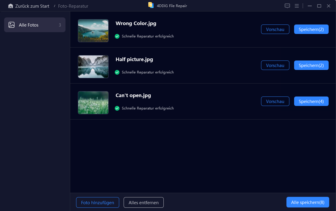 Endergebnis betrachten
