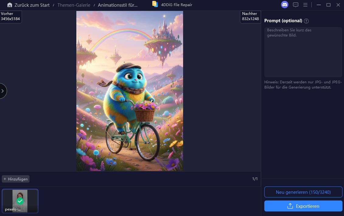 Haustierfoto im Pixar-Stil