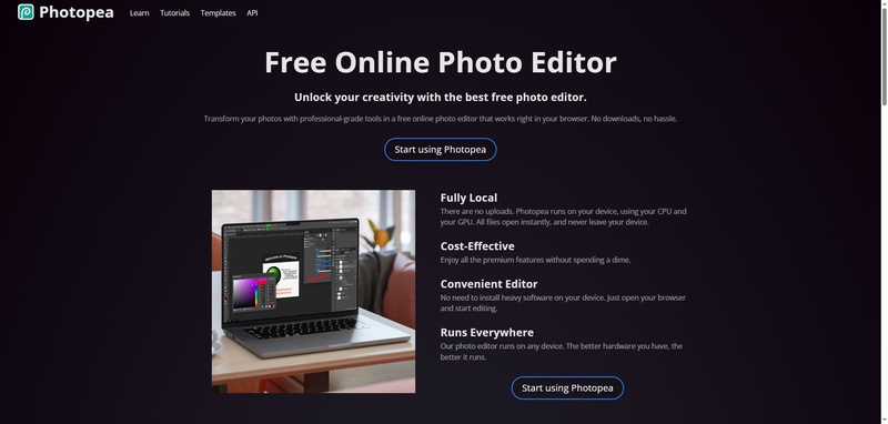 Bildqualität verbessern online kostenlos mit Photopea