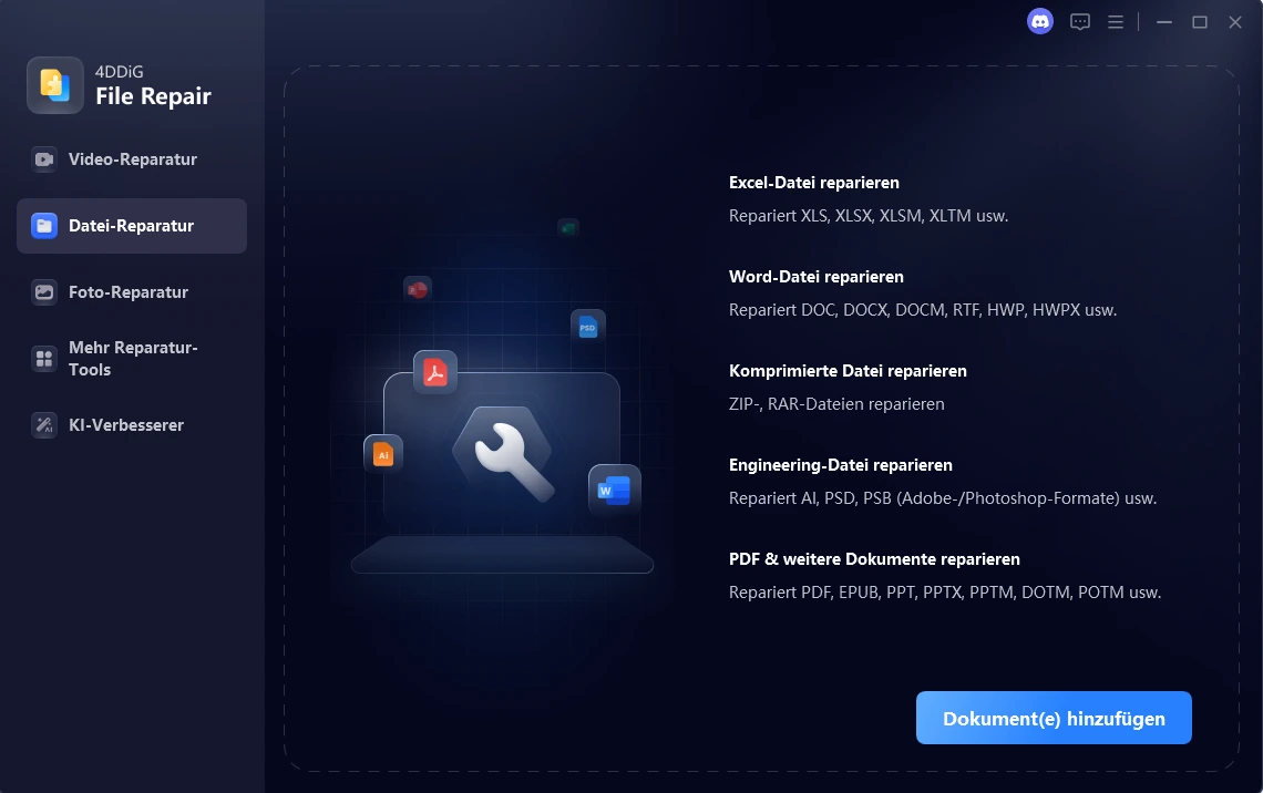 beschädigte Datei hinzufügen