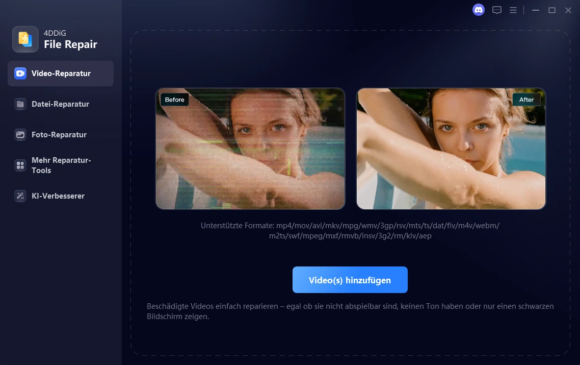 Beschädigte Videodateien in 4DDiG importieren