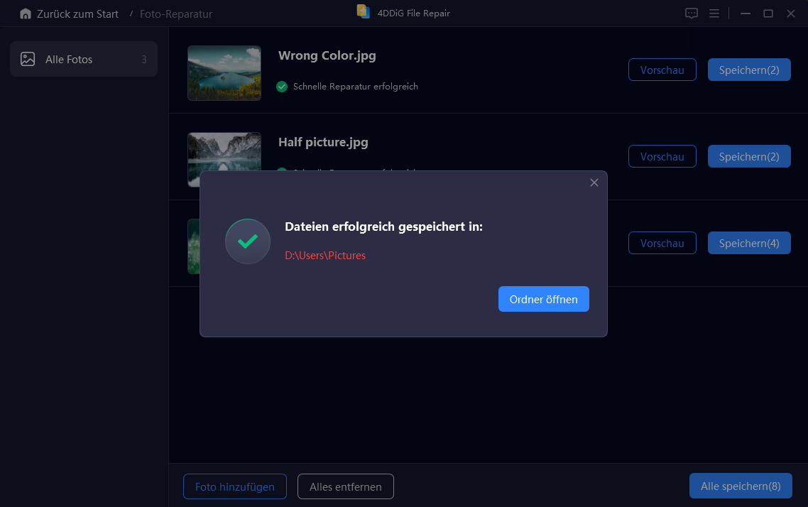 reparierte videos speichern
