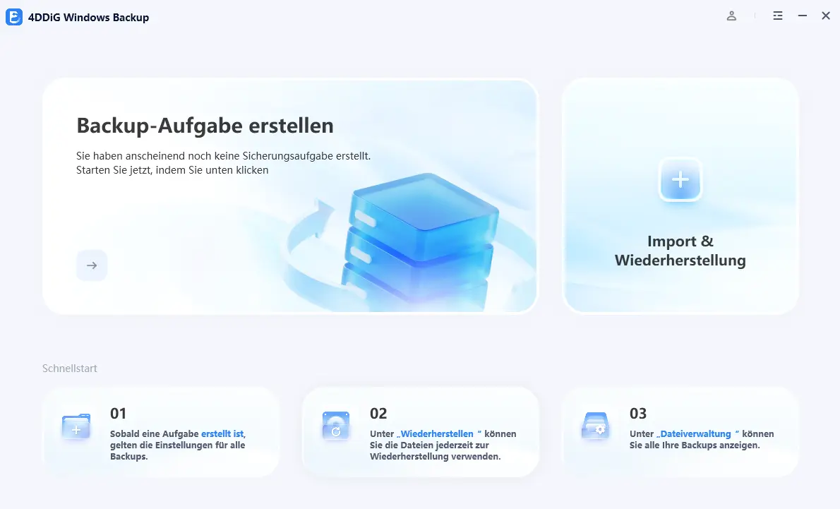 In 4DDiG Windows Backup eine Sicherungsaufgabe erstellen