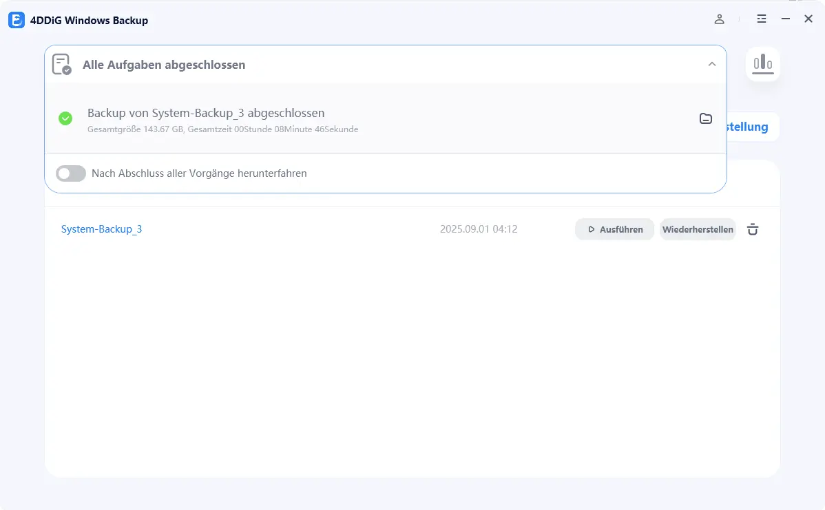 Backup erfolgreich abgeschlossen