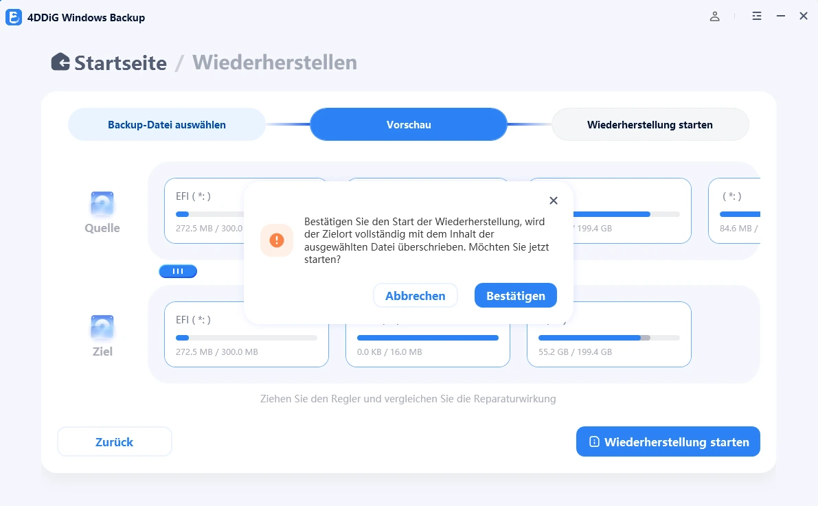 Wiederherstellung bestätigen