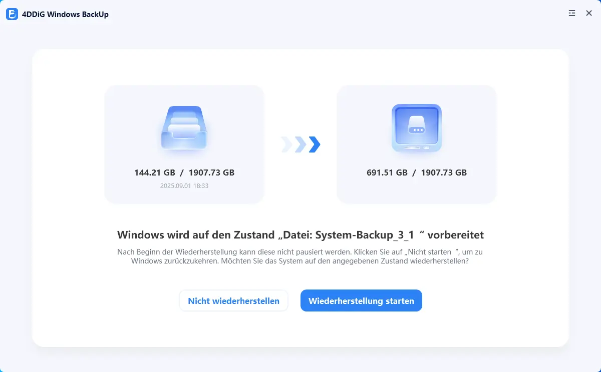 Wiederherstellung in WinPE starten