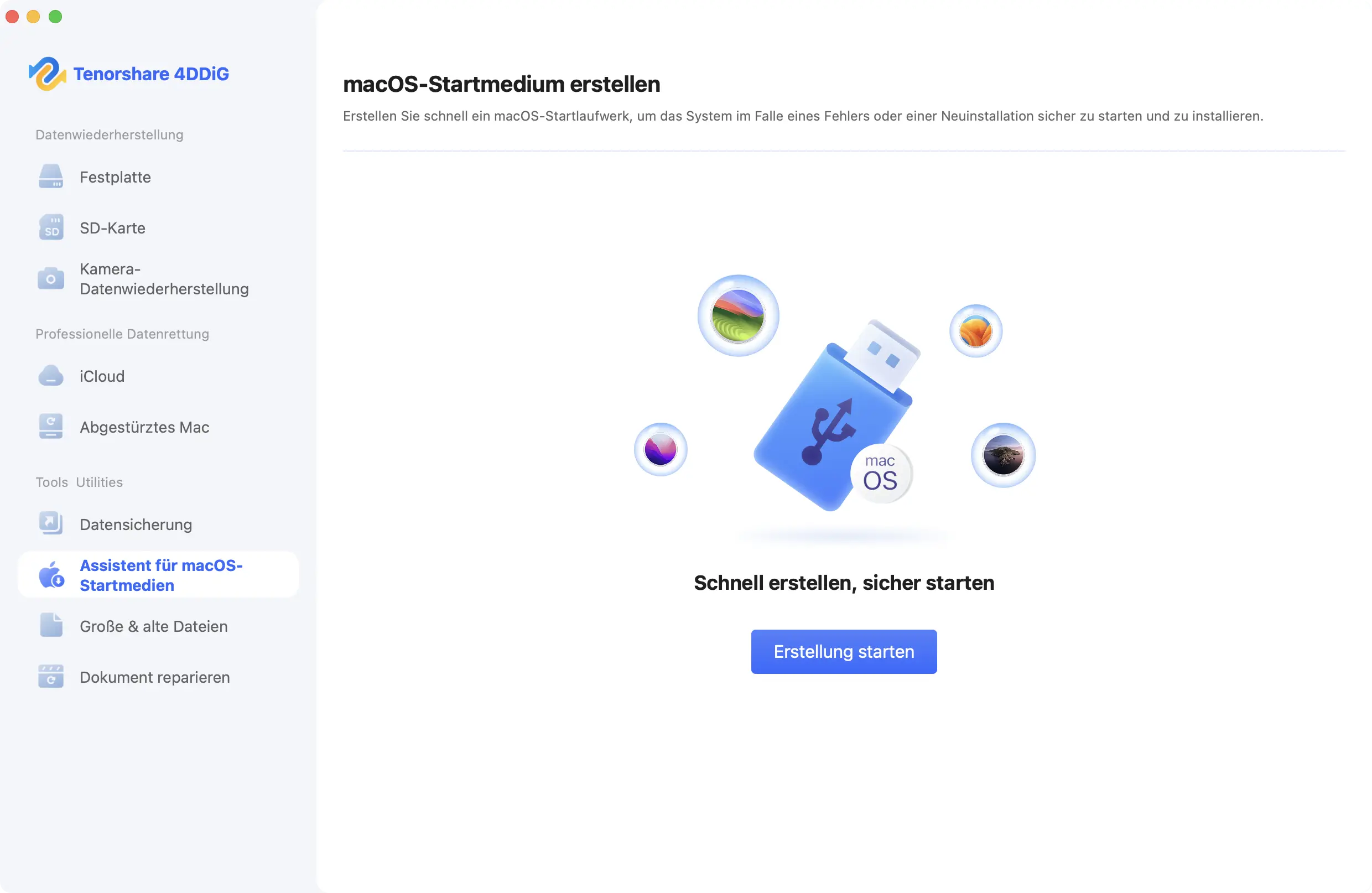 klicken sie auf start creation um zu beginnen