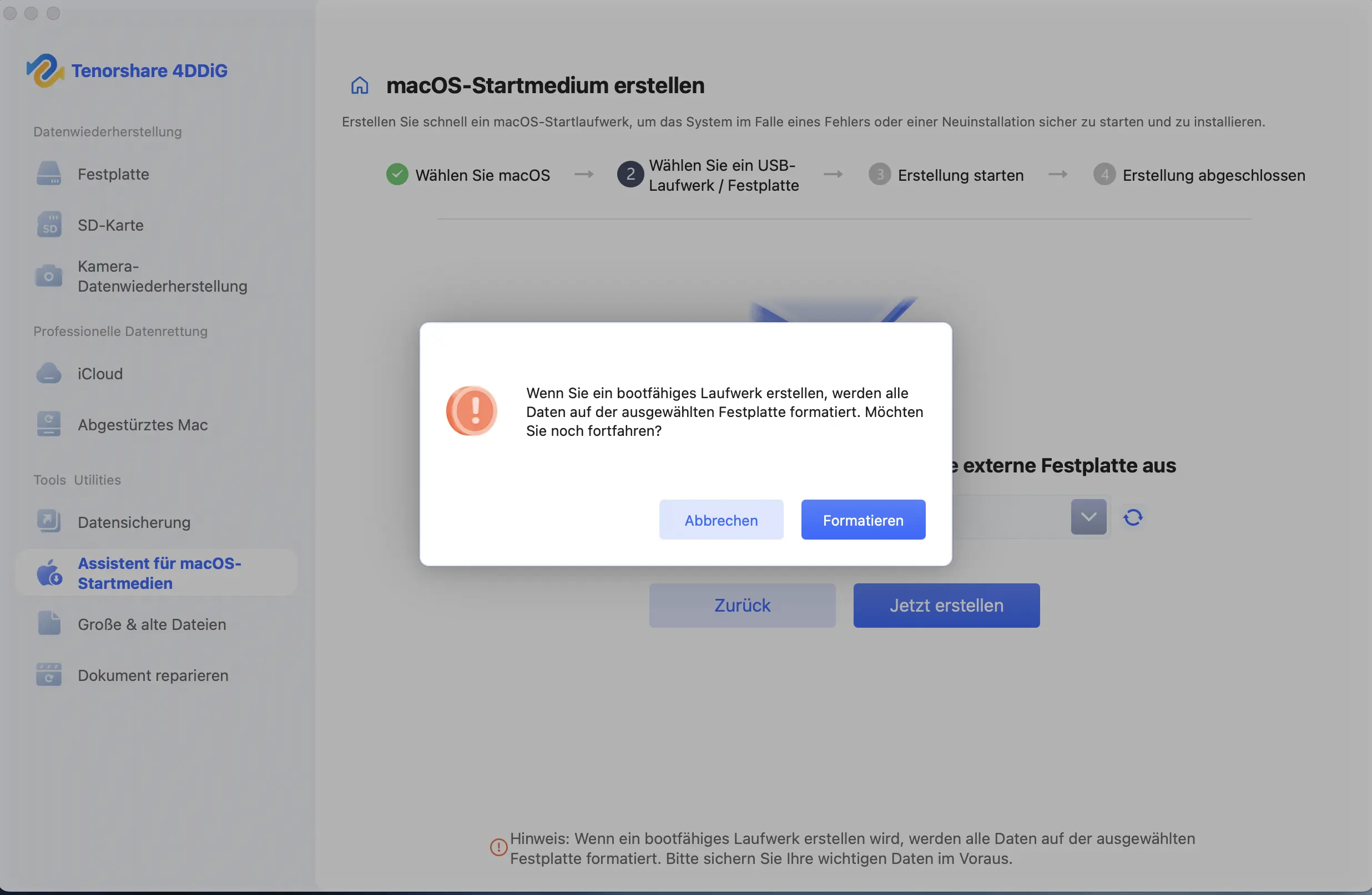 Formatierungsaufforderung