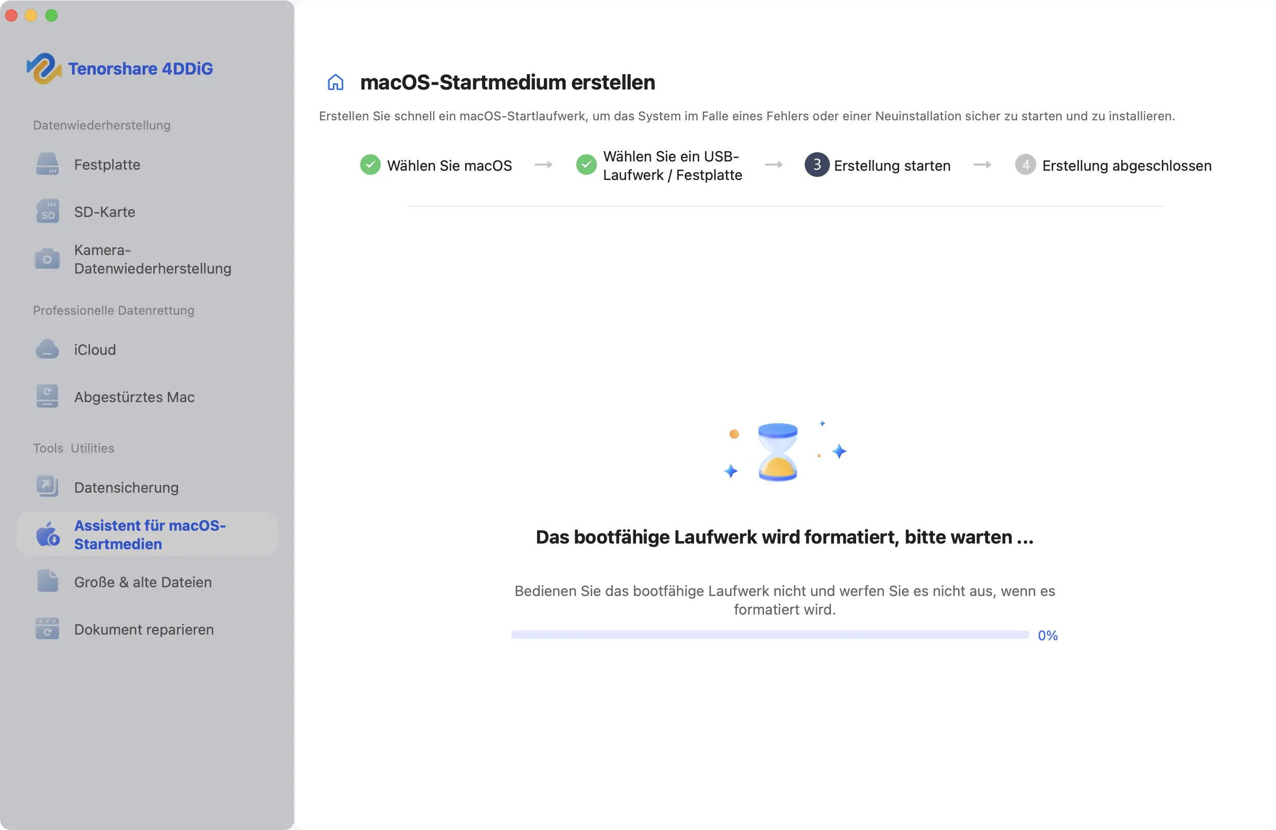 Formatieren des bootfähigen Laufwerks