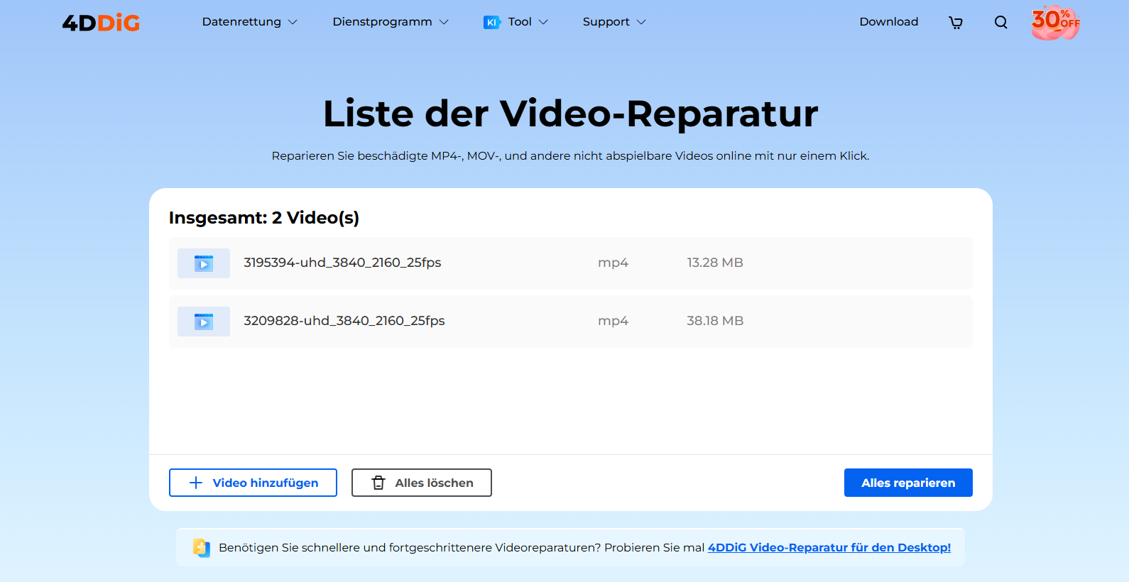 mp4-Video online kostenlos reparieren