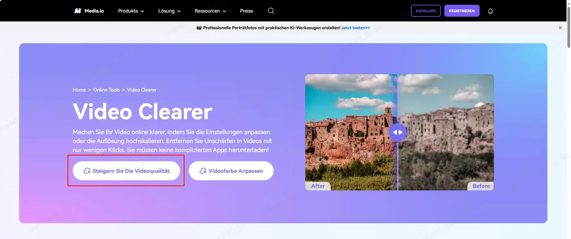 Media.io KI-Video-Verbesserer