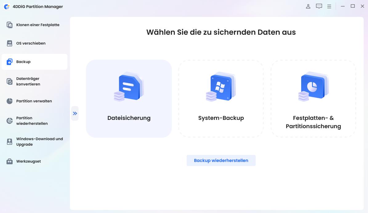 Datei-Backup auswählen