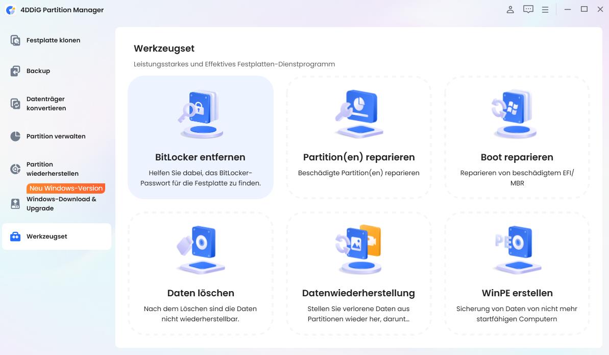 Tool zum Entfernen von BitLocker auswählen