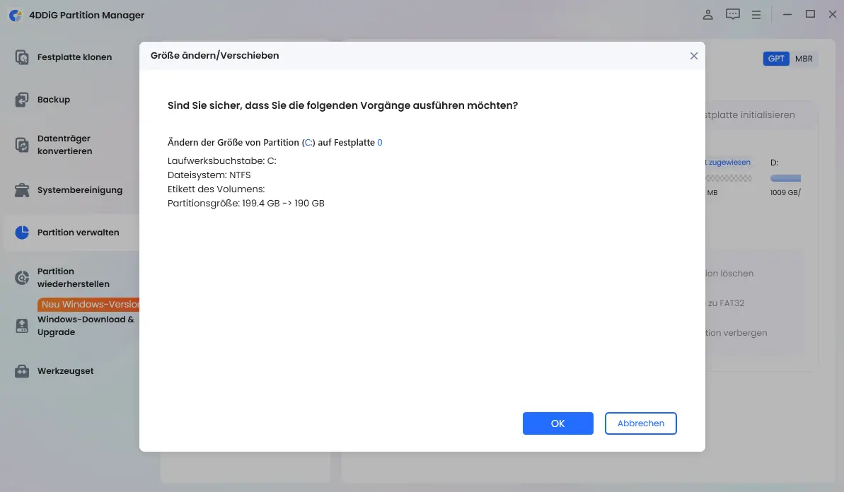 Vorschau prüfen und Vorgang ausführen