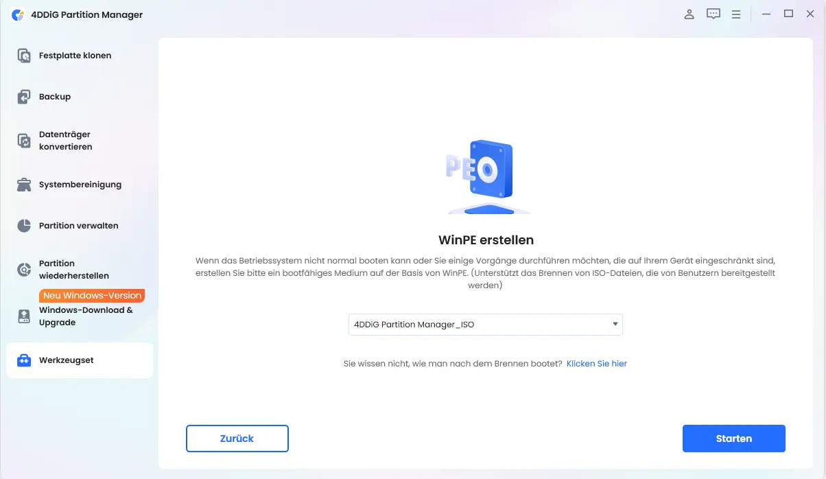 WinPE-Erstellung starten