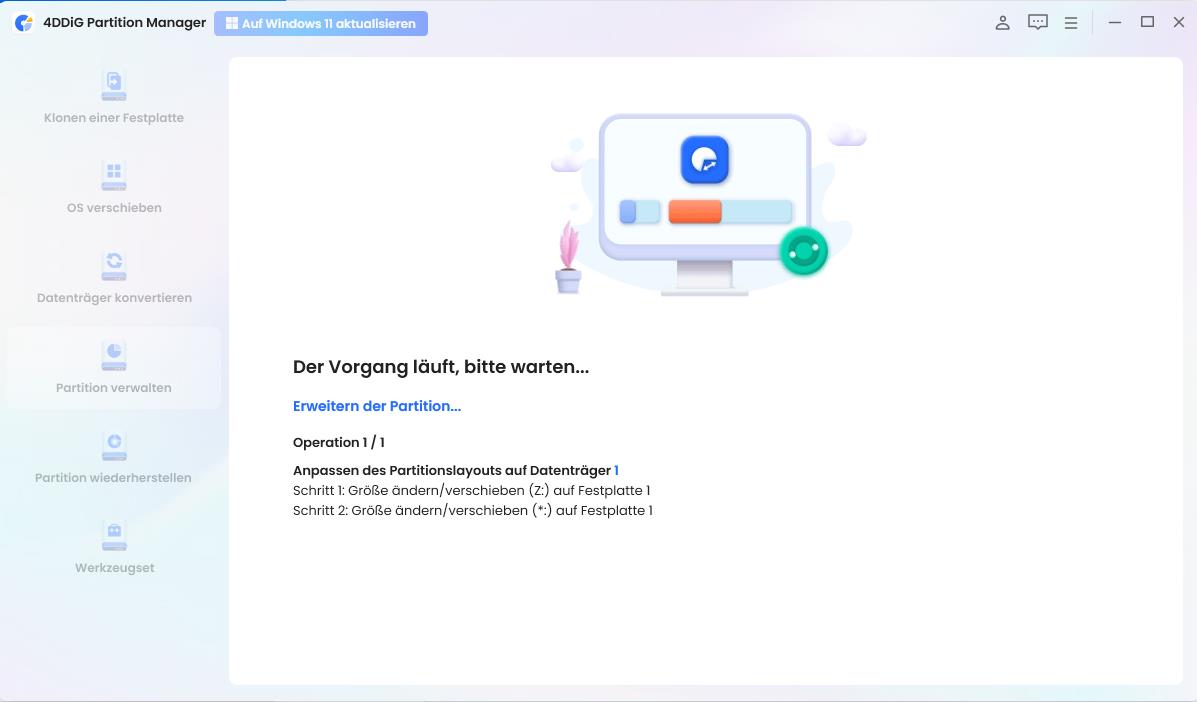 Partitionierungsprozess läuft