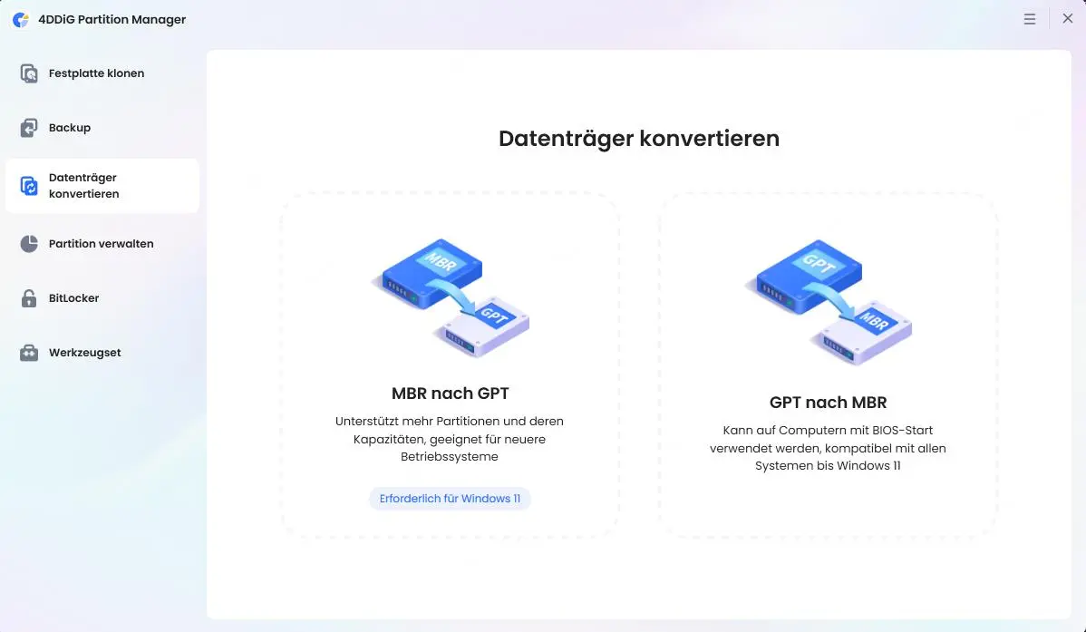 MBR-Datenträger auswählen