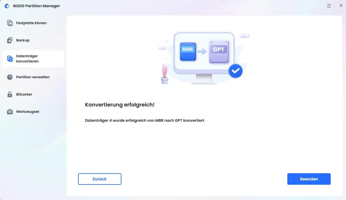 GPT-Konvertierung erfolgreich