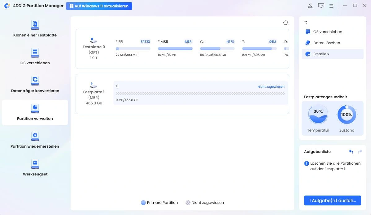 So erstellen Sie eine Partition