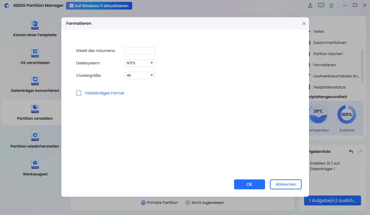FAT32-Format wird nicht angezeigt