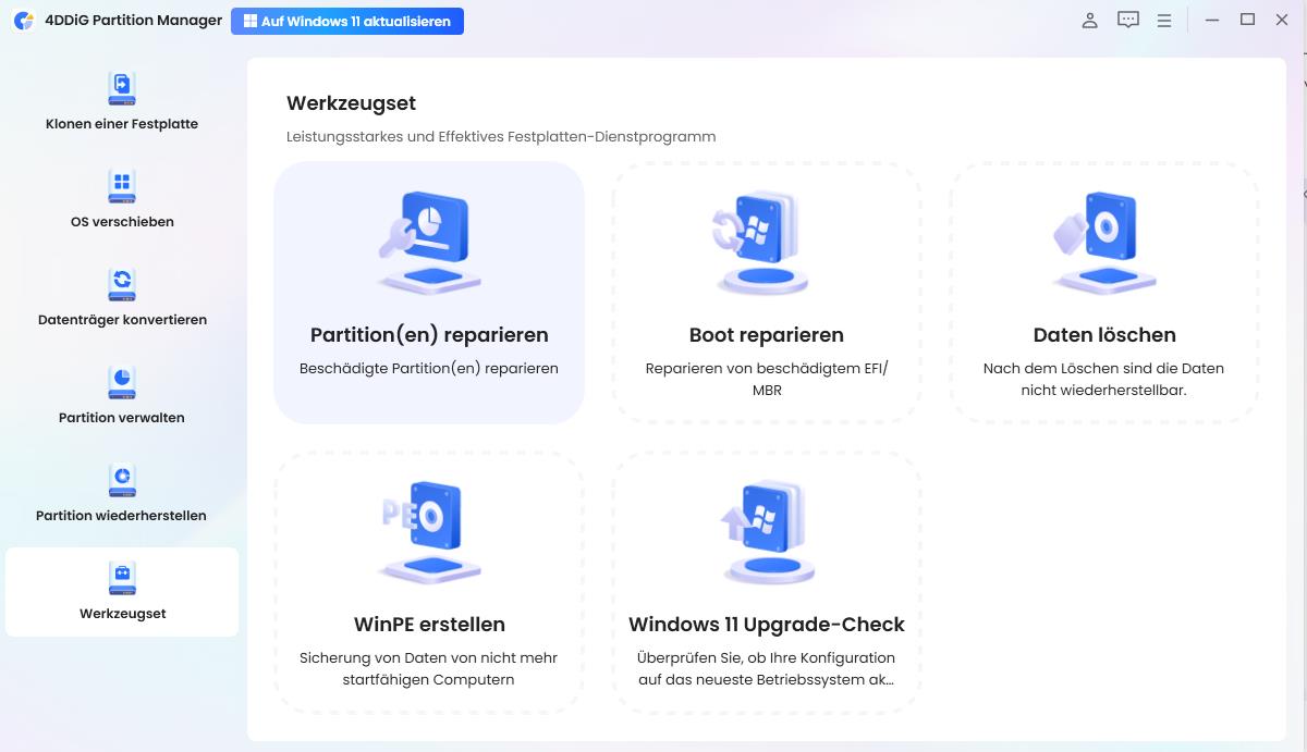 choose partition and start