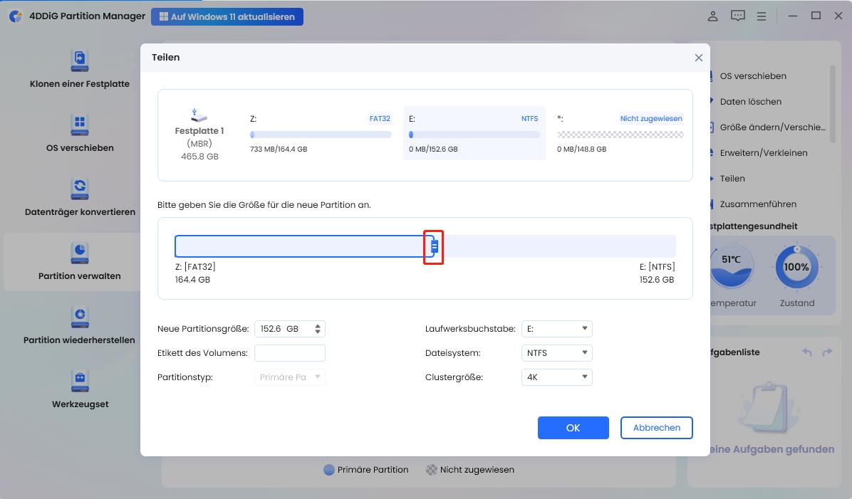 Partitionsgröße anpassen