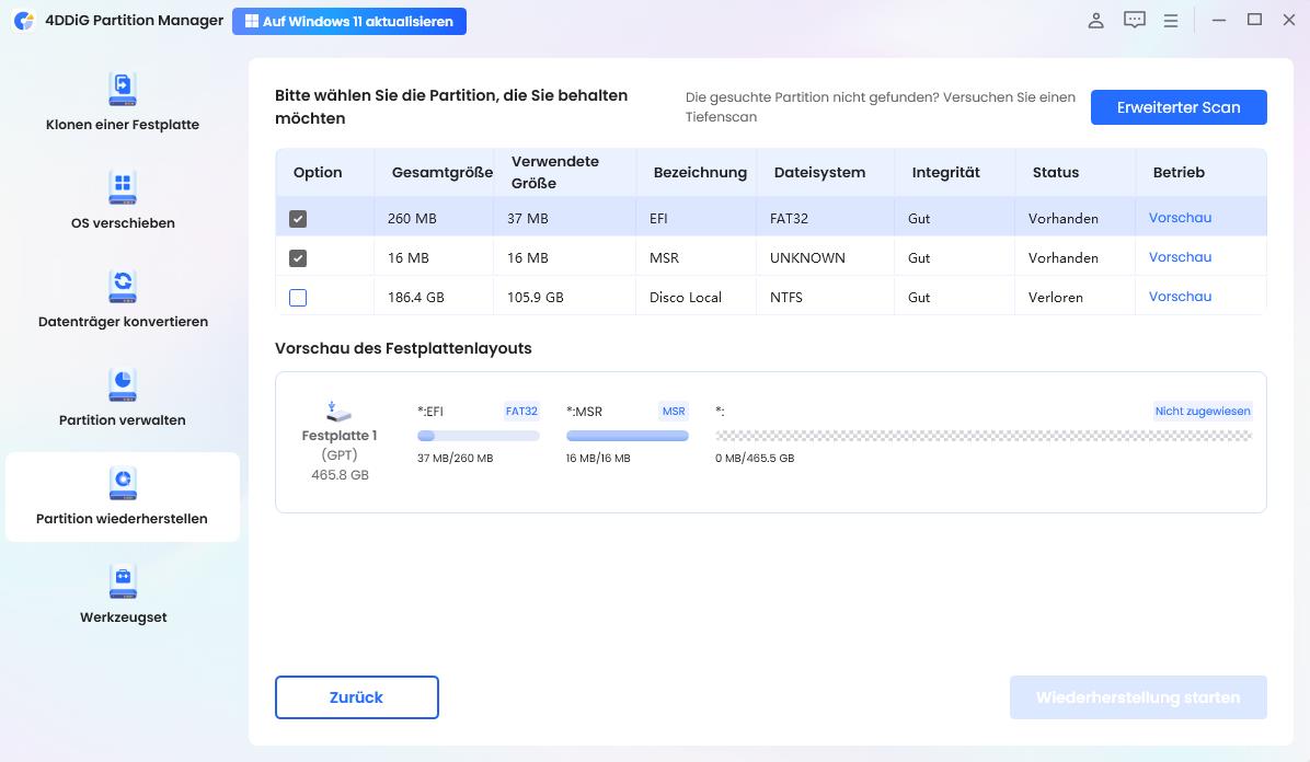 Schnellscan abschließen