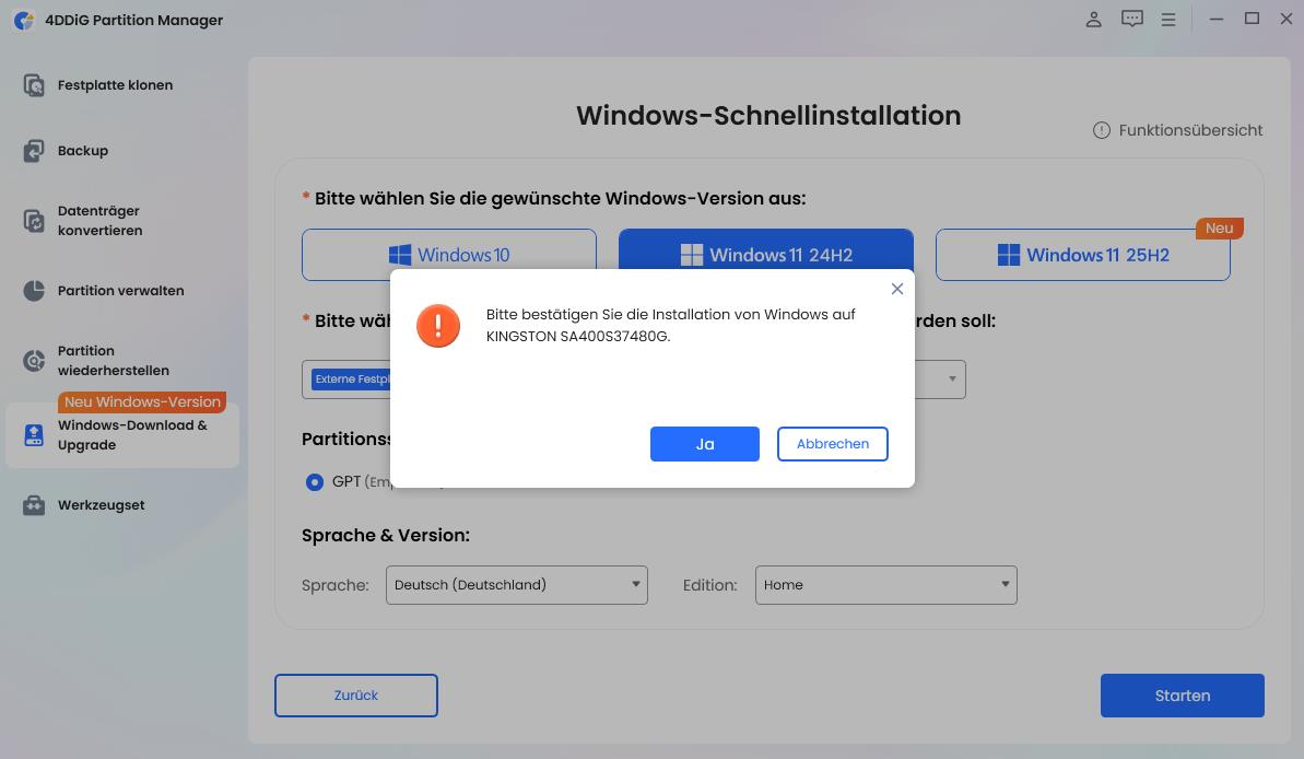klicken sie auf sicher um die installation fortzusetzen