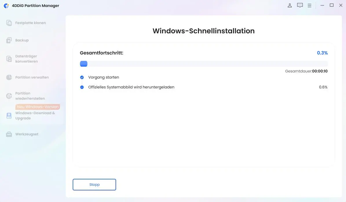 Warten auf die Schnellinstallation