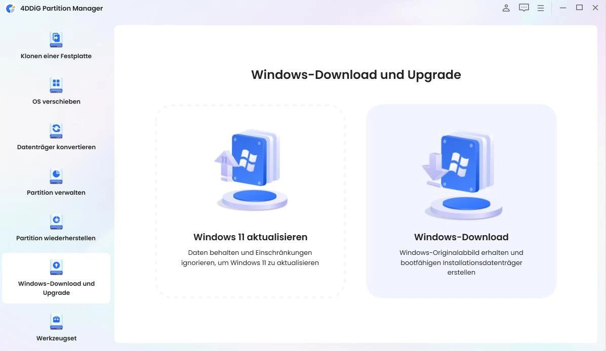 „Windows herunterladen" auswählen