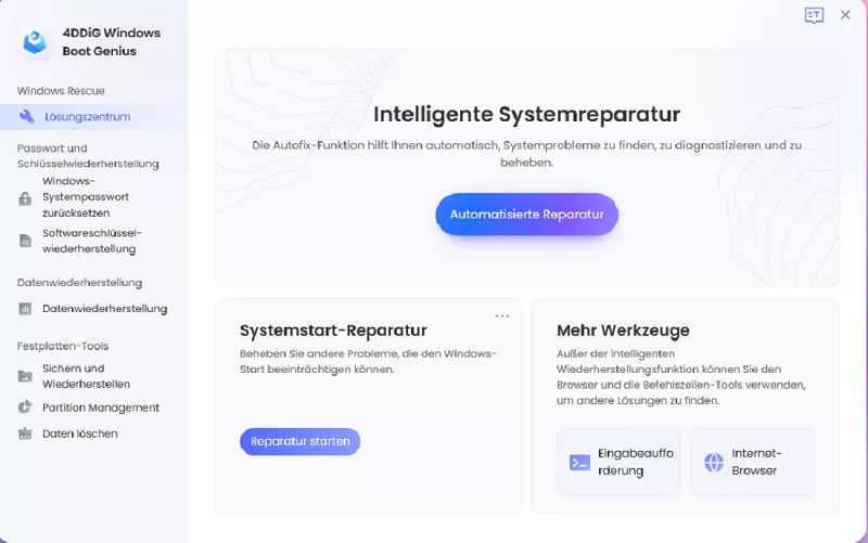 4DDiG Boot Genius erfolgreich gestartet wurde